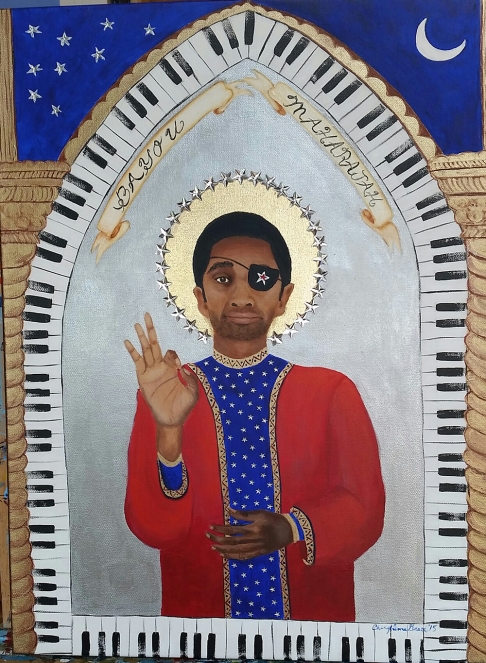 Bayou Maharajah by Cheryl Anne Grace | Acrylic, gold leaf and rhinestones on deep canvas Bayou Maharajah